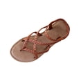 thumbnail image 2 of Viluyesy Flat Sandals for Womens, Weave Strappy Casual Clip Toe Comfort Summer Vacation Shoes Brown US9.5, 2 of 9
