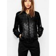 thumbnail image 5 of ZHAOCHENG Chaqueta bomber con lentejuelas para mujer, chaqueta de manga larga con cremallera, ropa de calle informal, holgada, con purpurina, 5 of 5