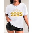 thumbnail image 1 of 1pc Women'S Casual Glitter Fireworks Print T-Shirt, Round Neck Short Sleeve Top, Polyester Knit Fabric, Spring/Summer/Autumn Fashion Tee, 1 of 7