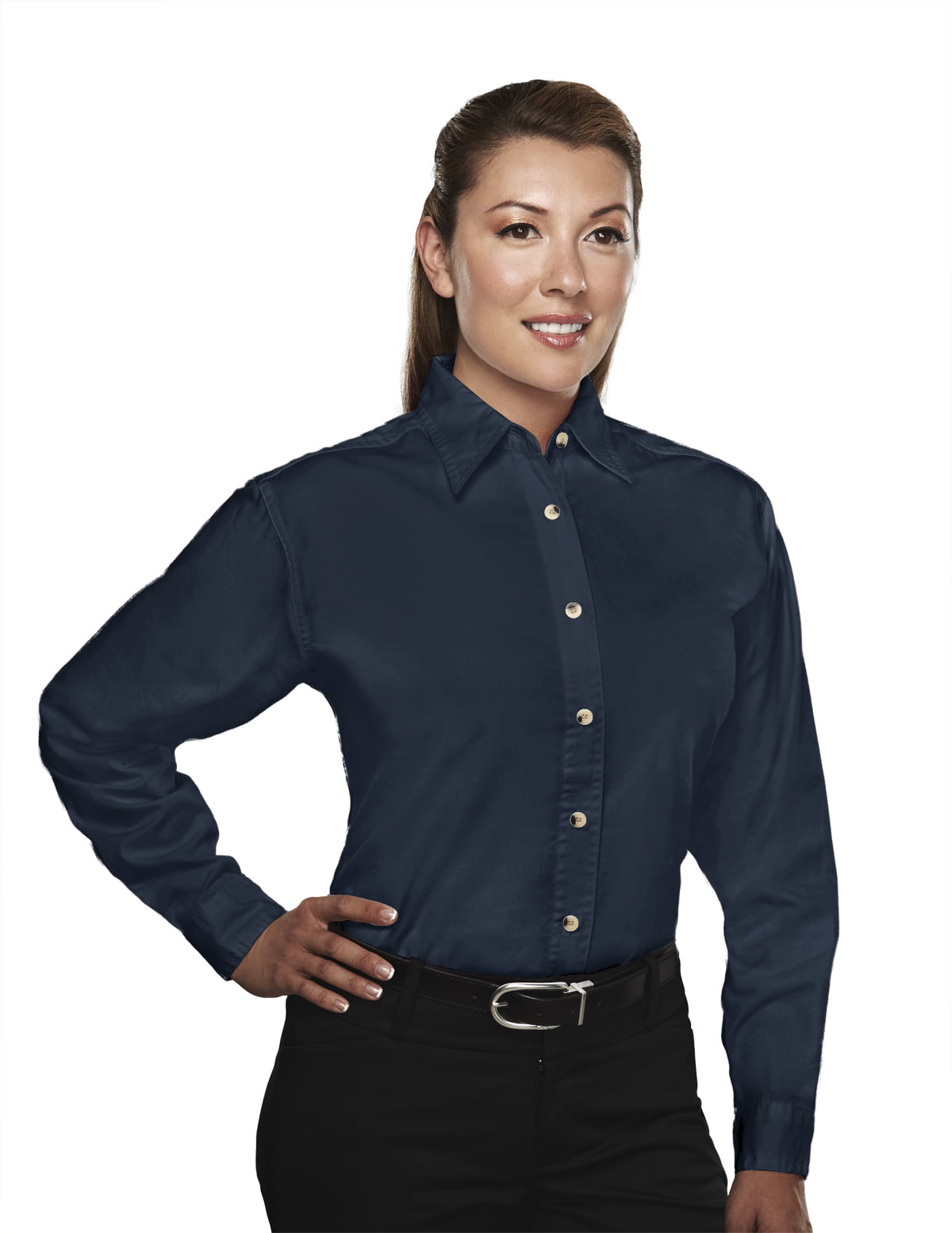 ZXFHZS Womens Elegant Office Work Long Sleeve Button Down Shirt Blouse Black XS