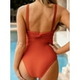 thumbnail image 2 of Cupshe Women's One-Piece Ginger Ribbed & Ruched Bathing Suit, 2 of 7