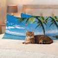 thumbnail image 3 of Pack of 2 Outdoor Pillow Covers 20x12 Inch Waterproof Ocean Throw Pillow Covers,Decorative Couch Pillow Shams Protectors Summer Palm Trees Blue Sky Beach Scenery Patio Pillowcases Cushion Covers, 3 of 8