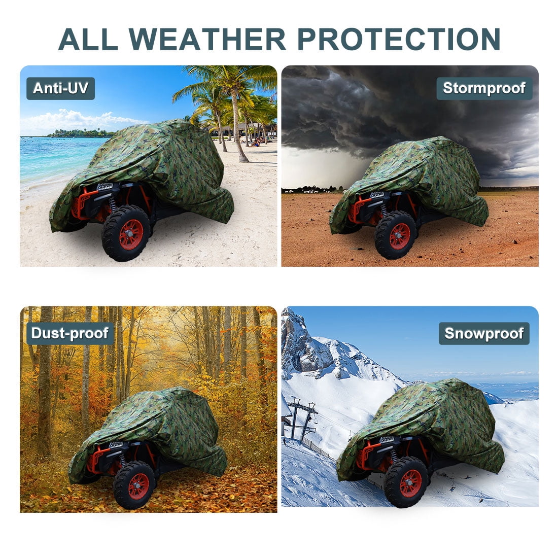 Unique Bargains UTV 210D Waterproof Full Cover for Honda Pioneer 2-3 Seater Camouflage