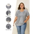 thumbnail image 4 of Lapaplus Plus Size Summer Tops for Women Butterfly Sleeve Lace Twofer Blouse Trendy Going Out, Gray XL-6XL, 4 of 10