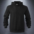 thumbnail image 2 of QHFBli Streetwear Men's Hoodie Mens Casual Solid Color Hooded Pullover Sweater Long Sleeve Knit Winter Warm Fashion Top Black L, 2 of 5