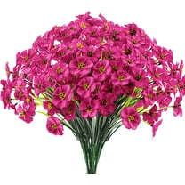 Zukuco 6 Bundles Artificial Violets Fake Flowers UV Resistant Silk Flowers Outside Shrubs Plants for Garden Porch Farmhouse Home Indoor Outdoor Wedding Décor(Rose Red)