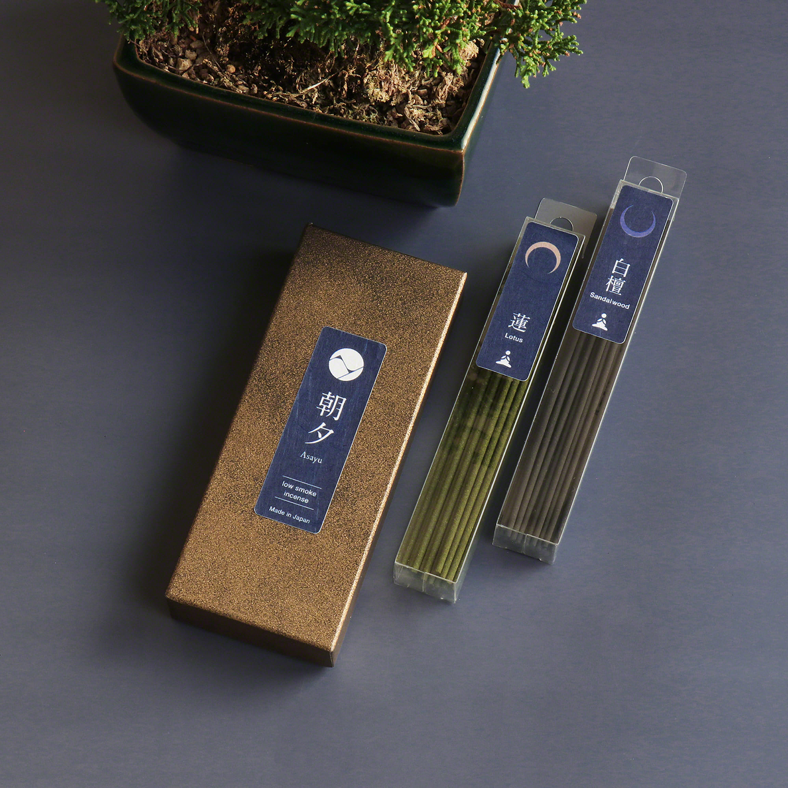 Asayu Japan Low Smoke Incense Sticks Set Lotus Sandalwood Made in Japan 1.41oz