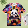 thumbnail image 4 of Funny Cute Panda Womens Tops Women's Fashion Casual Short Sleeve Flower Print Round Neck Pullover Top Blouse, 4 of 6