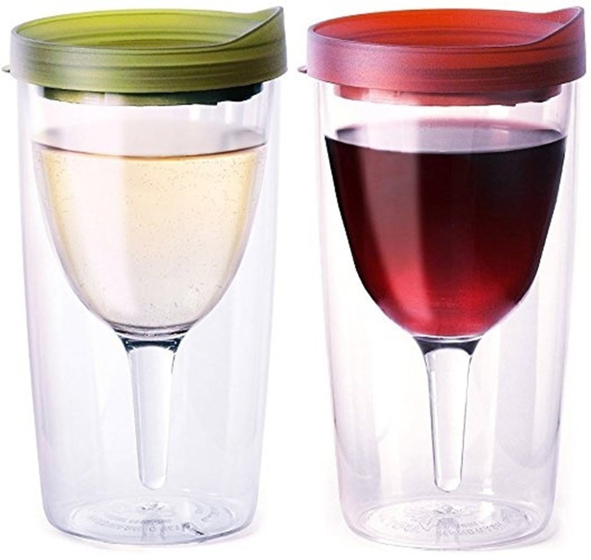 Vino2Go Double Wall Insulated Acrylic Wine Tumbler with Merlot Slide Top Drink 