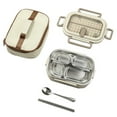 thumbnail image 1 of CJWDYLX Soucoupes pour Tables Ensemble de Tapis Rond Assiette Mate 6 Micro-Ondables en Acier Inoxydable Isolé Bento Bo X 1500/2000ml (Grande Capacité Partition) avec Bol à Soupe Cuillère Fourchette et Sac, 1 of 5