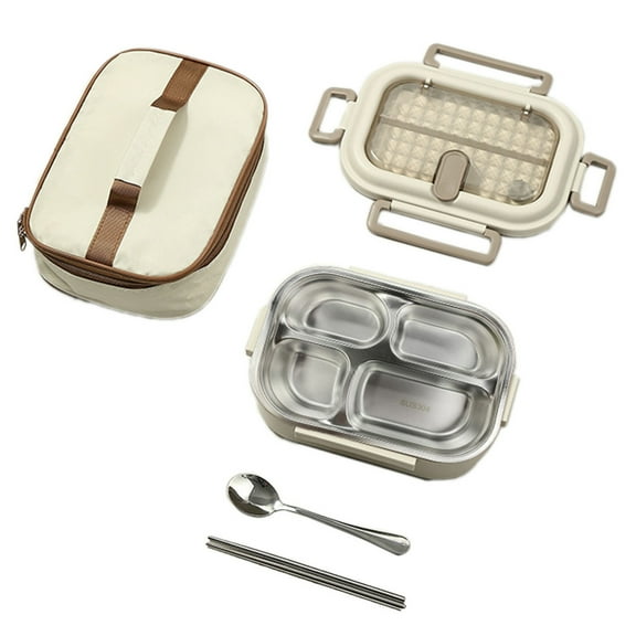 Large Capacity Microwaveable Stainless Steel Insulated Bento with Soup Bowl Spoon Fork and Carry Bag