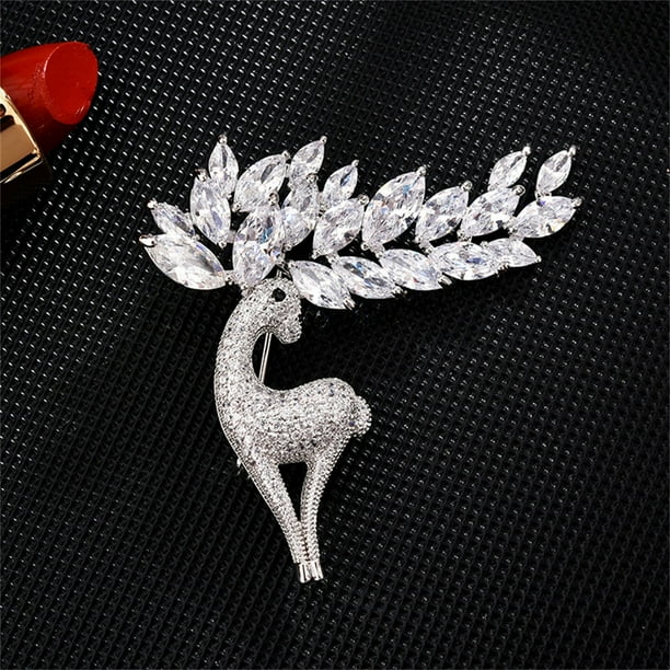 Fiudx Broche de Circonita, Ciruela Pasa Piedra Preciosa Incrustada a Mano, Broche de Cobre Bañado En Oro, Accesorio de Moda, Regalo de Boda, Brillo Duradero, Tamaño de 45 Mm