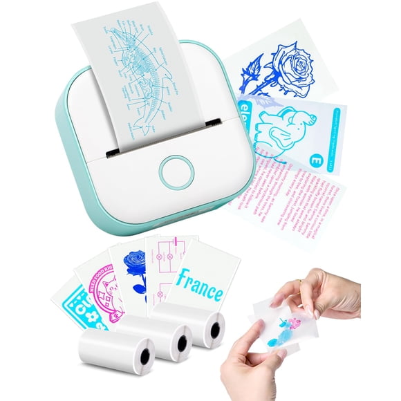 Memoking Print Pods Mini Printer - T02 Sticker Printer, Portable Thermal Inkless Label Maker Machine, Pocket Phone Adhesive Labeler for Study Graphic