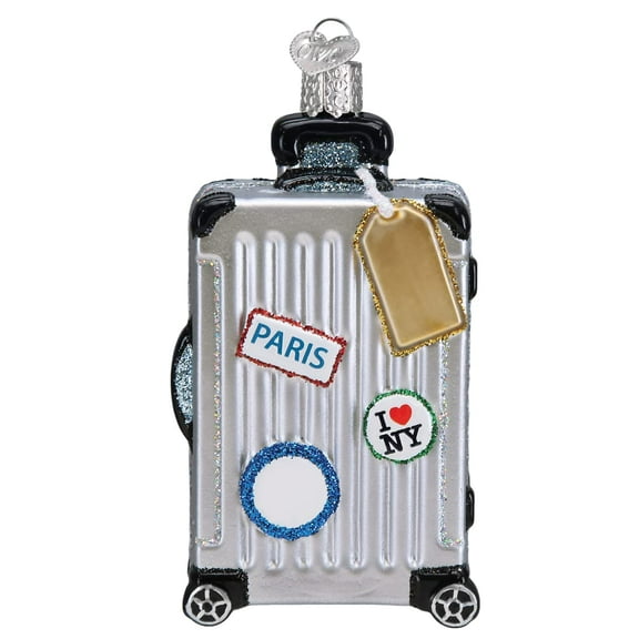 Old World Christmas Rolling Suitcase Glass Blown Ornament for Christmas Tree