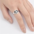thumbnail image 4 of CHOOSE YOUR COLOR Simulated Black Onyx Peace Sign Love Joy Symbol Ring .925 Sterling Silver Band CZ Female Size 6, 4 of 4