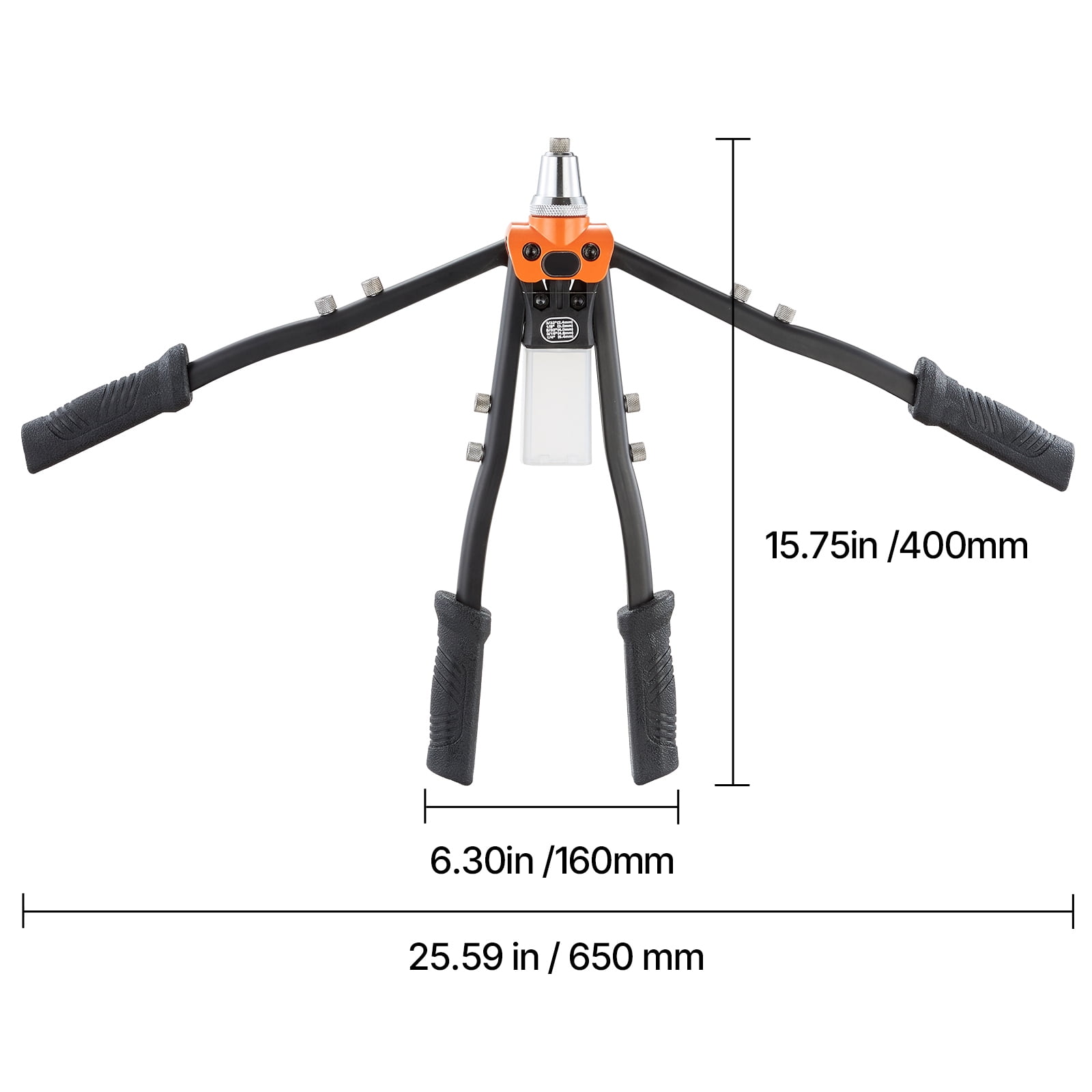 KFFKFF Manual Rivet Gun Kit with 230 Rivets, Two-Handed Tool Featuring 5 Replaceable Nosepieces, 5 Drill Bits, and a Storage Case, Ideal for Metalwork, Automotive Repairs, Home Projects, and DIY Task