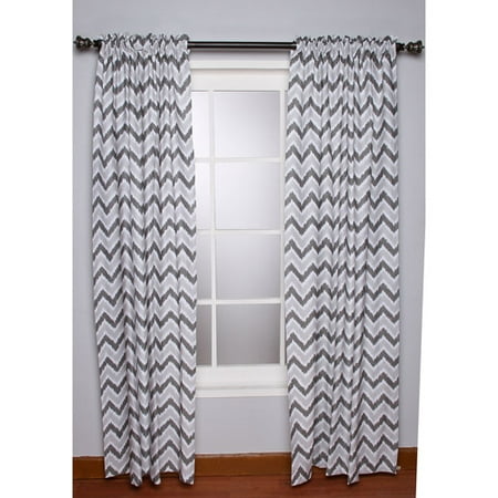 Bacati - Ikat Zigzag Chevron Grey Curtain Panel 42 x 84 inches 100% Cotton Percale Fabrics, Grey
