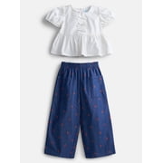 Wonder Nation Toddler Girls Peasant Top and Pants Set, 2-Piece, Sizes 12M-5T