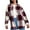 Red, variant on ICHUANYI 2023 Women's Casual Plaid Printed Shirts Long Sleeve Button Down Blouses V Neck Loose Tops with Pocket