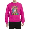 thumbnail image 2 of Wild Bobby Rainbow Painted Mother Mary Dean Russo Design Inspirational/Christian Unisex Crewneck Sweatshirt, Fuschia, Large, 2 of 6