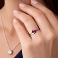 thumbnail image 4 of Gem Stone King 10K White Gold Round Red Created Ruby Ring for Women (0.50 Cttw, Round 3.5MM, Gemstone July Birthstone, Size 6), 4 of 6
