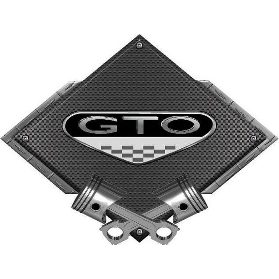 Pontiac GTO Emblem Black Diamond Cross Pistons Steel Sign
