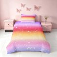 thumbnail image 2 of Homewish Glitter Stars Twin Duvet Cover for Girls, Rainbow Galaxy Twin Bedding, Purple Red Gold, Reversible, 2pcs 1 Duvet Cover and 1 Pillowcase, 2 of 5