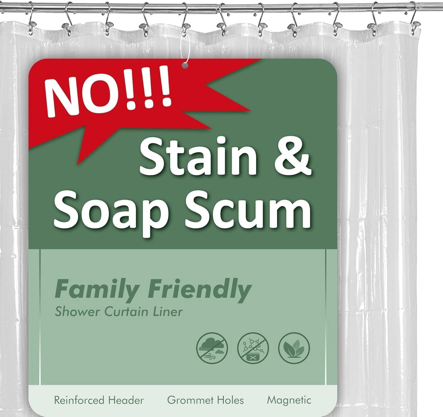 Super Long Clear Shower Curtain Liner 72" Wide x 108" Height - See Through Plastic Bath Curtain with Metal Grommets for Bathroom - Clear, 72x108