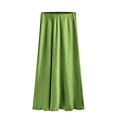 thumbnail image 2 of LYMAYTER S-XL Women Satin Maxi Skirts Silk Side Slit Skirt Casual High Waisted A-Line Long Skirt, 2 of 9