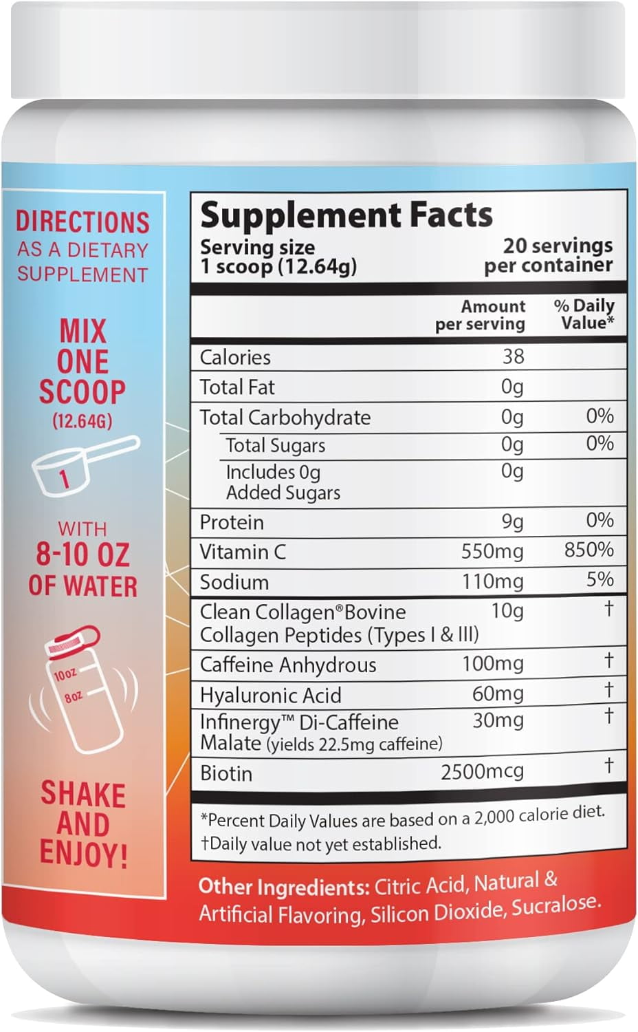 ABOUT YOUR COLLAGEN Peptide Energy Collagen Powder (Bonus Size 40 serv) Hair, Nail, Skin, Type I & III,Caffeine, Vitamin C, Biotin, Hyaluronic Acid, Zero Sugar – 17.84 oz (Strawberry Margarita)