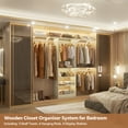 thumbnail image 6 of Homieasy 96'' Closet System with 3 Shelving Towers, 8FT Closet Organizer with Storage Shelves and Hanging Rods for Walk-in Closet, Bedroom, White Oak, 6 of 8