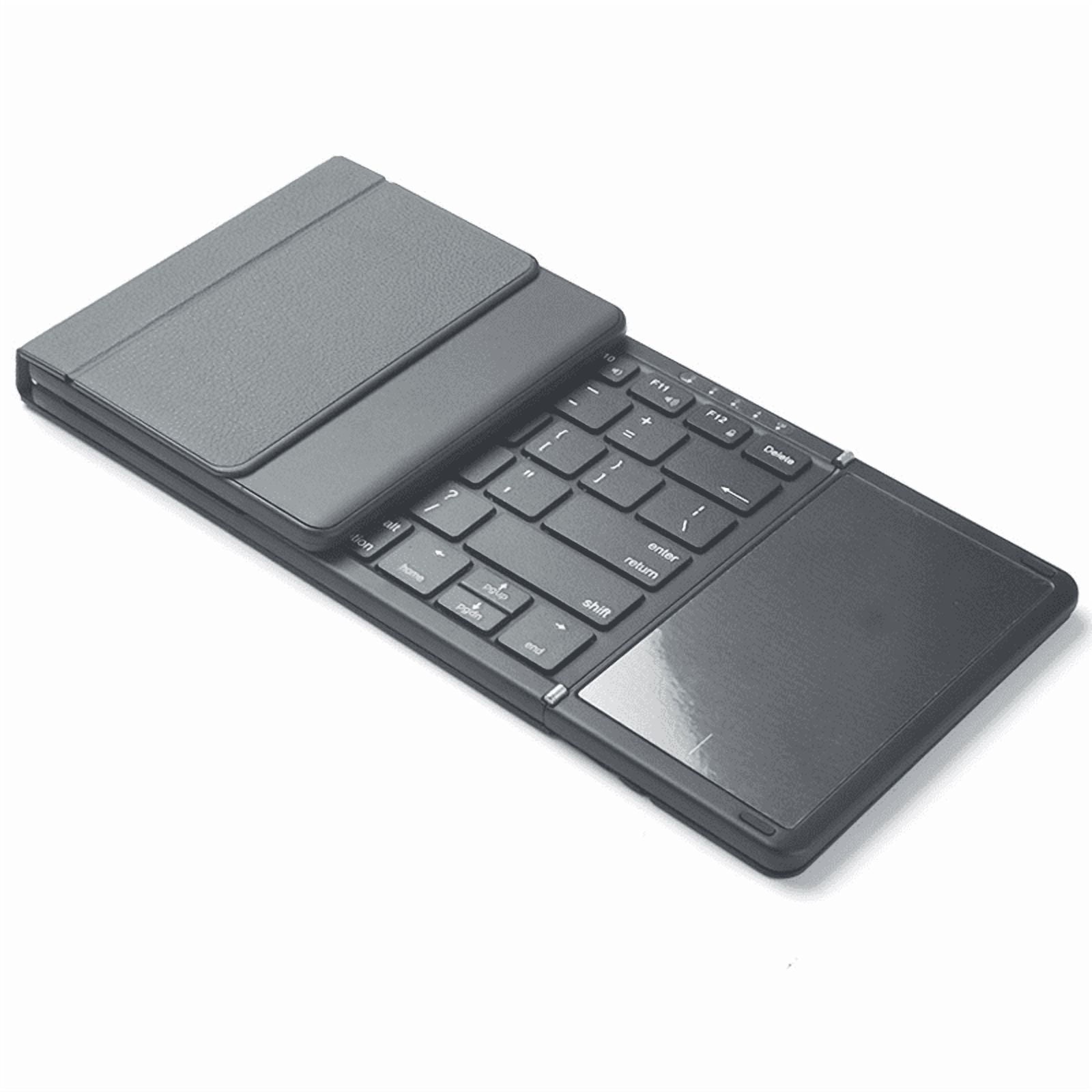 Folding Wireless Keyboard Touchpad Keypad Bluetooth Rechargeable Keyboard with Leather Case for Windows Phone PC Table