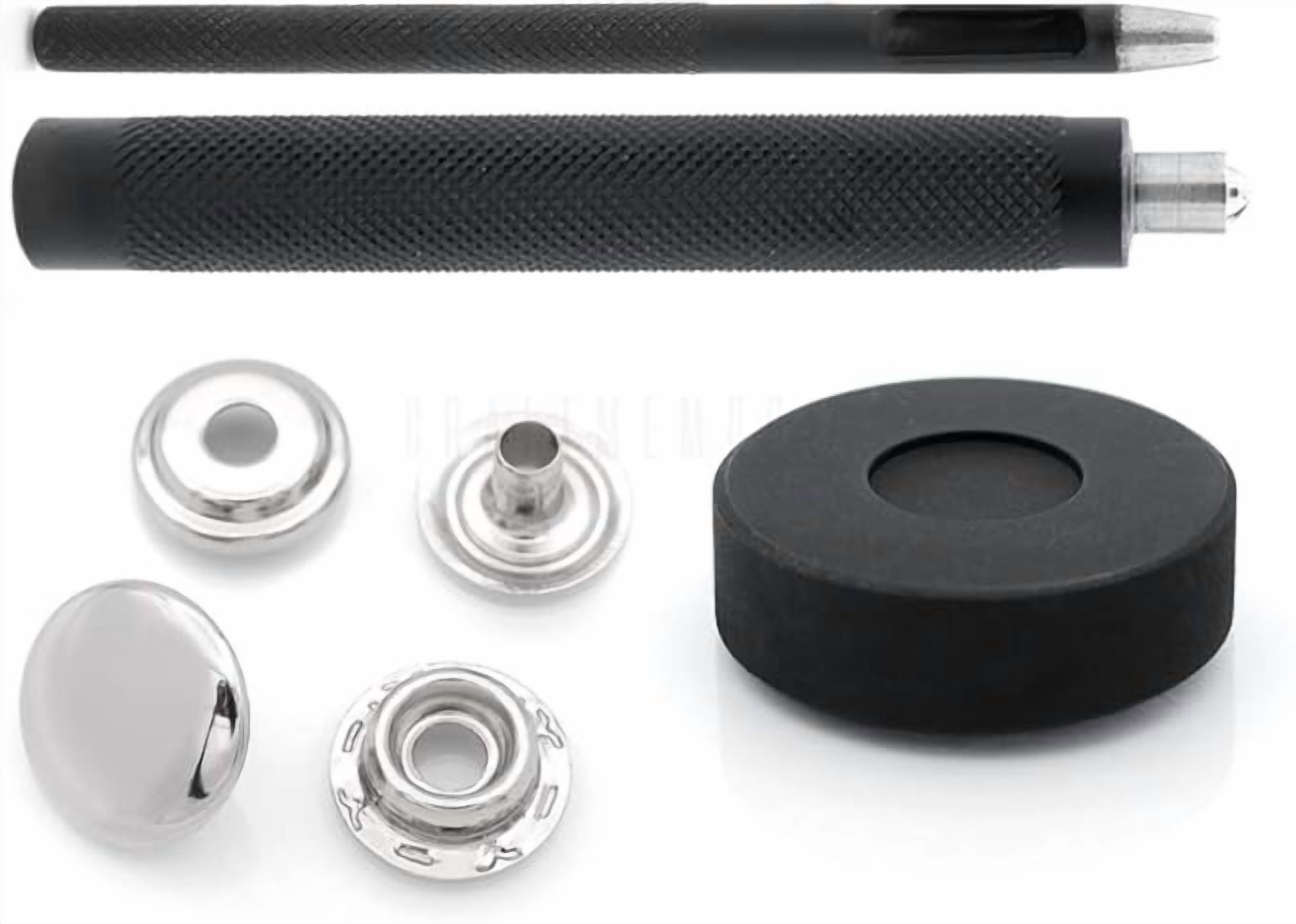 Snap Setter Fastener Kit Button Fixing Tool Ring-Socket Popper Setting Tool with 10 Silver Snaps #201 VT47 (15mm (0.59"))