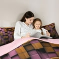 thumbnail image 4 of Feelyou Vintage Pixelate Miner Bedding Comforter Set 7 Pieces, Honeycomb Square Full Bedding Set, Chic Lattice Abstract Reversible Fitted Sheet Flat Sheet, Lightweight Room Decor, 4 of 7