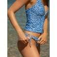 thumbnail image 3 of Set de tankini sin fisuras con diseño de lazo de leopardo, diseño halter, azul, talla L, 3 of 7