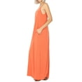 thumbnail image 4 of Zenana Women's V-Neck Draped Jersey Beach Summer Cami Long Maxi Dress with Side Pockets, 4 of 5
