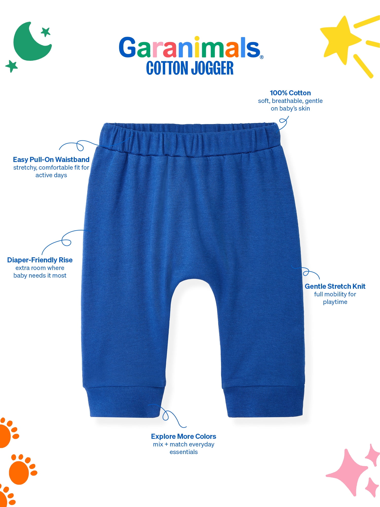 Garanimals Newborn & Baby Boy Cotton Pull-On Solid Joggers, Sizes 0 - 24M