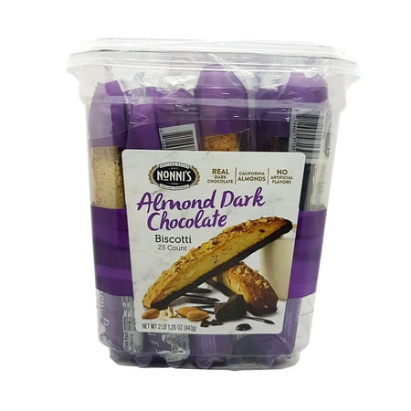Nonni's Almond Dark Chocolate Biscotti 25 Counts Individually Wrapped 2 lb 1.25 (Best Individually Wrapped Snacks)