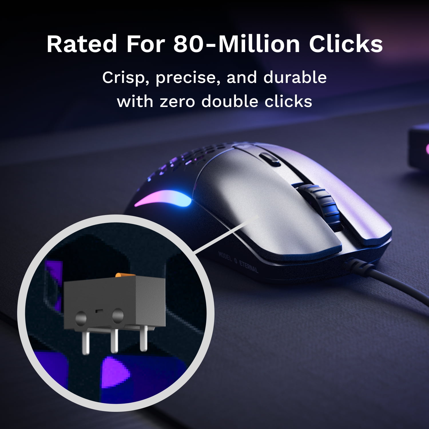 Glorious Model O Eternal Ultralight RGB Gaming Mouse - Wired - 55g Lightweight - 6 Programmable Buttons  - 12K DPI Optical Sensor - PC / Mac - Black