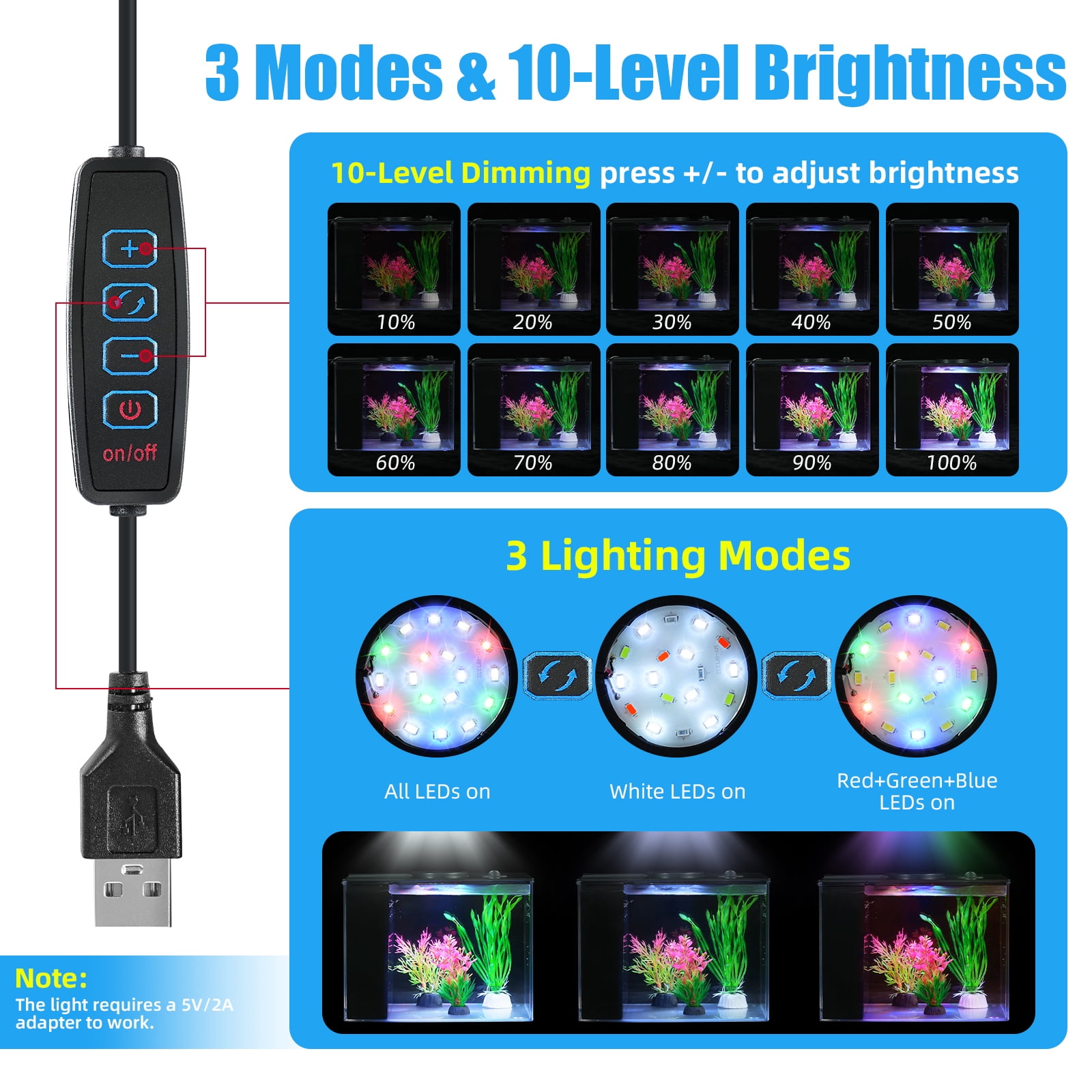 Aquaneat AQUANEAT Fish Tank, 1 Gallon Betta Fish Tank, Small Aquarium Kit with LED Light and Water Filter Pump