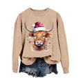 thumbnail image 1 of Chandail en Molleton Décontracté à Manches Longues pour Femmes, Imprimé Vache Western de Noël, 1 of 4