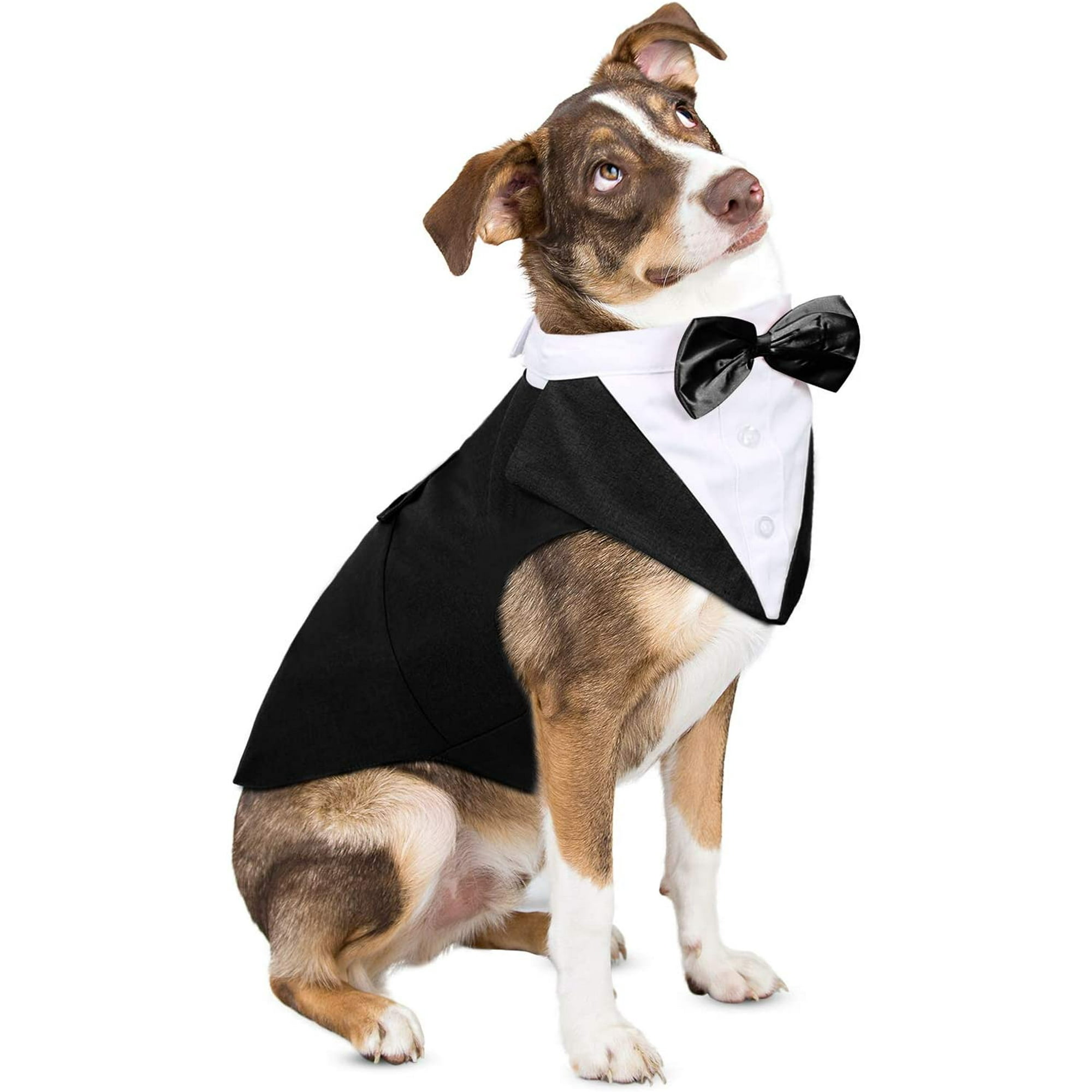 Dog Tuxedo Dog Suit Bandana Set Dogs Tuxedo Wedding Party Suit Dog Wedding Bow Tie Shirt Formal Dog Weeding Attire for Large and Medium Dogs Walmart