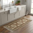thumbnail image 6 of Kitchen Runner Rugs, Retro Traditional Ethnic Tribal Floral 2'x4' Throw Rug with Tassels, Light Brown Washable Soft Floor Carpet Runner for Hallway Bedroom Bathroom Laundry Room, 6 of 9