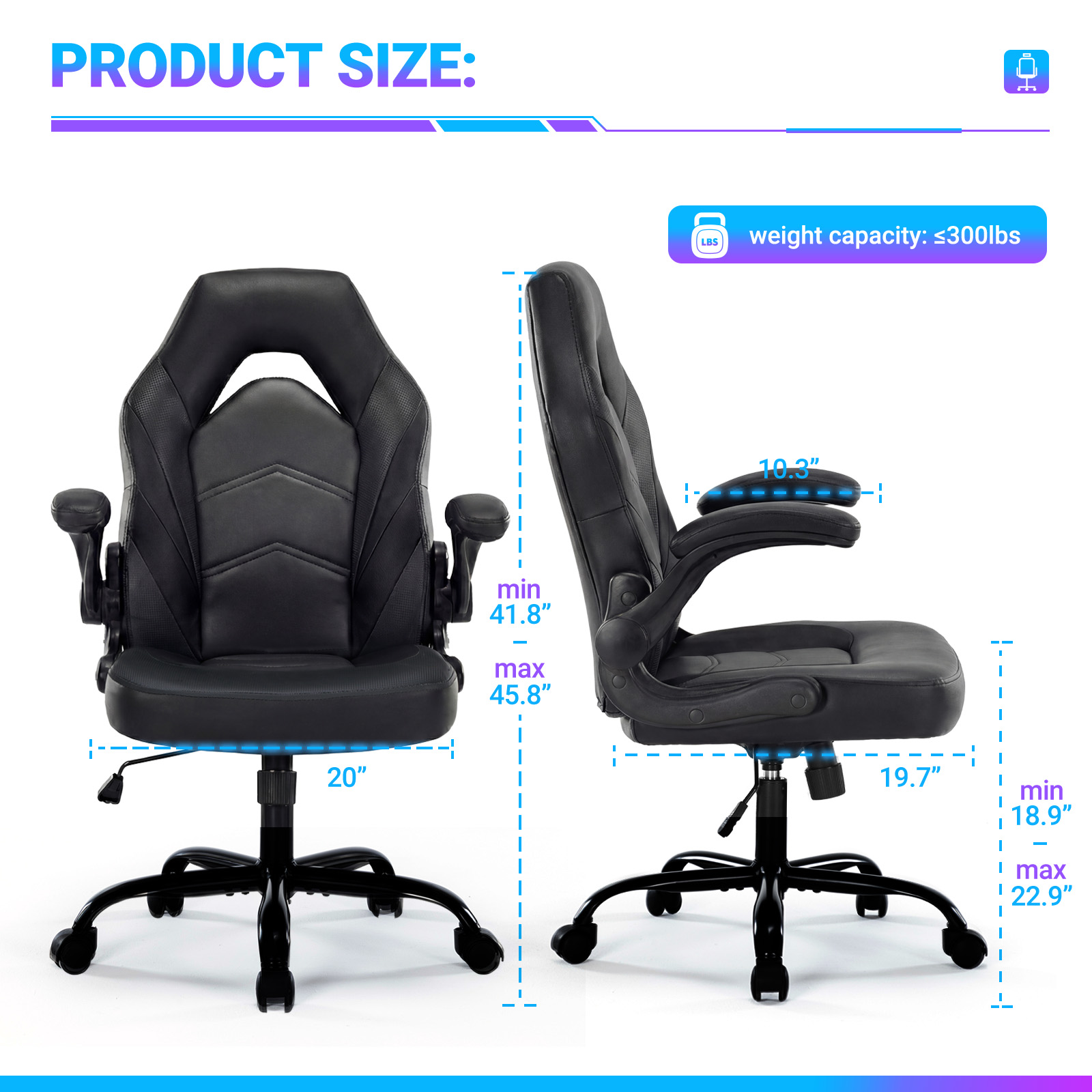EDX Ergonomic Gaming Chair With Flip-Up Armrests photo 7