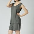 thumbnail image 5 of Defitshape Women's Plus Size Lounge Set 2 Piece Pajama Set Pj Cotton Loungewear Soft Plus Size Sleepwear Shorts Sleeveless Pjays Nightwear Fitted Sleep Casual Lounge Plain Tank Scoop Neck Grey M, 5 of 5