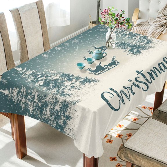 BZSMCE Square Tablecloth Snowflakes Reindeer Pattern Tableclothes