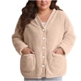 thumbnail image 6 of Busydd Womens Pajamas Tops Solid Color Warm Fleece Sleep Tops Winter Comfy V Neck Long Sleeve Tops for Women Thermal Button Womens Blouses with Pockets M, 6 of 8