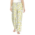 thumbnail image 2 of Goofa Yellow Lemon Leaves Printed Soft Pajama Pants for Women, Wide Leg Comfy Casual Lounge Yoga Pants-Large, 2 of 9
