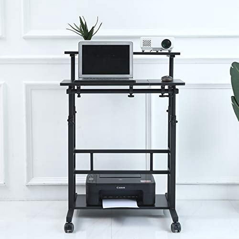 UNICOO® Portable Standing Desk on Wheels, Height Adjustable Mobile Standing Desk, Versatile Standing Portable Desk for Home Office, Rolling Sit-Stand Workstation, Ergonomic Design (U101-Black)
