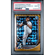 Graded 2025 Topps Bowman Chrome Spencer Schwellenbach #84 Gold Geometric /50 Rookie RC Baseball Card PSA 10 Gem Mint